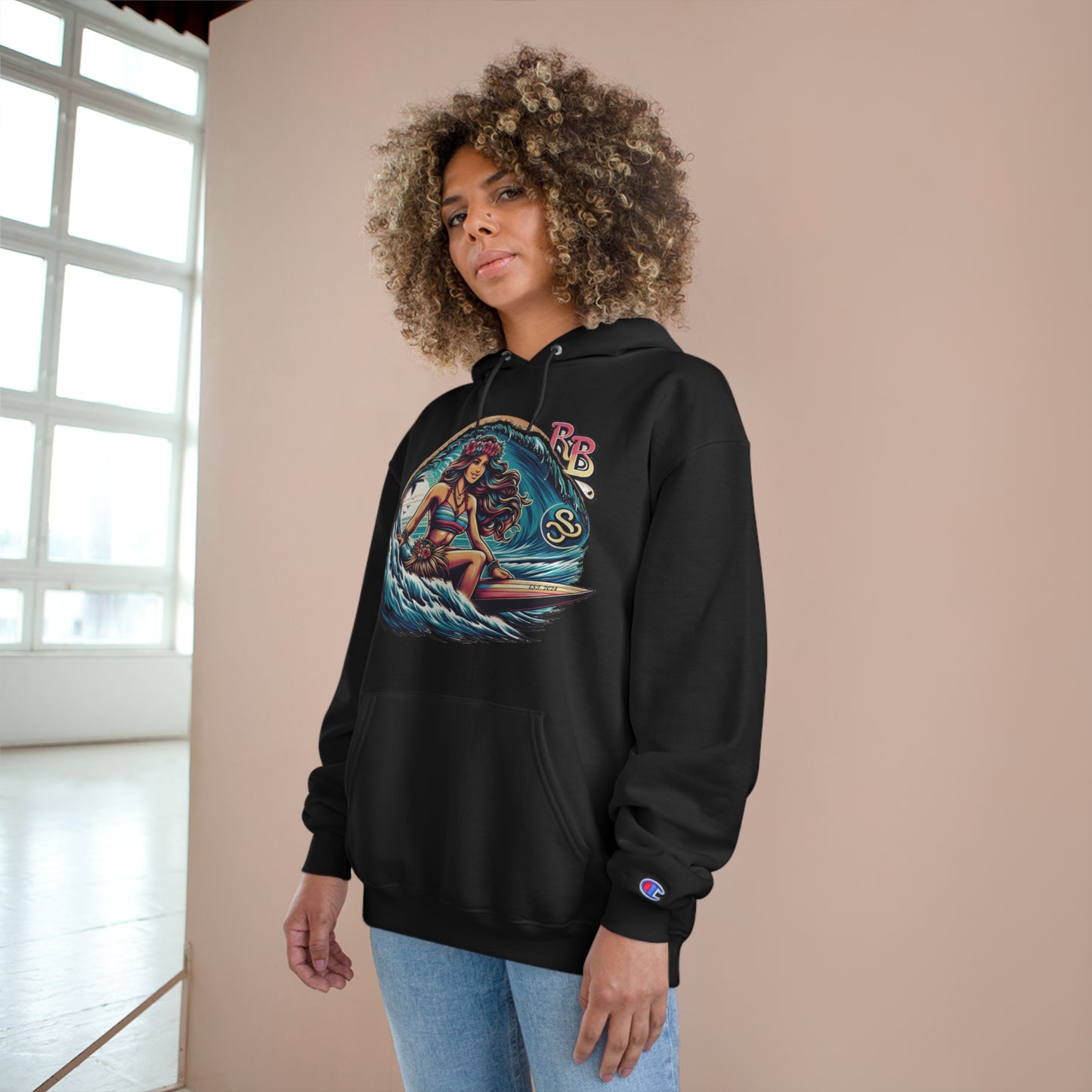Reef Bound Sol (RBS) Hawaiian Surfer Girl Keanu Champion Hoodie