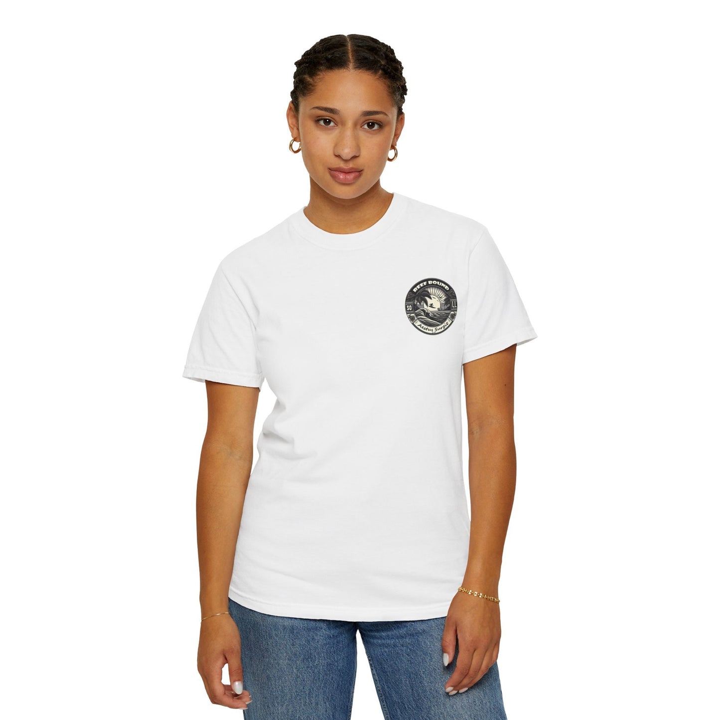 Reef Bound Sol (RBS) Patriotic 225th Lady Liberty Surfer Flag T-Shirt