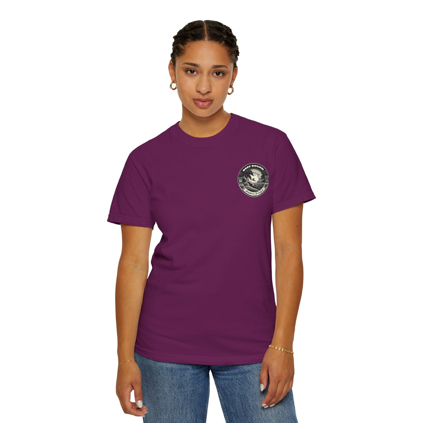 Reef Bound Sol (RBS) Patriotic 225th Lady Liberty Surfer Flag T-Shirt