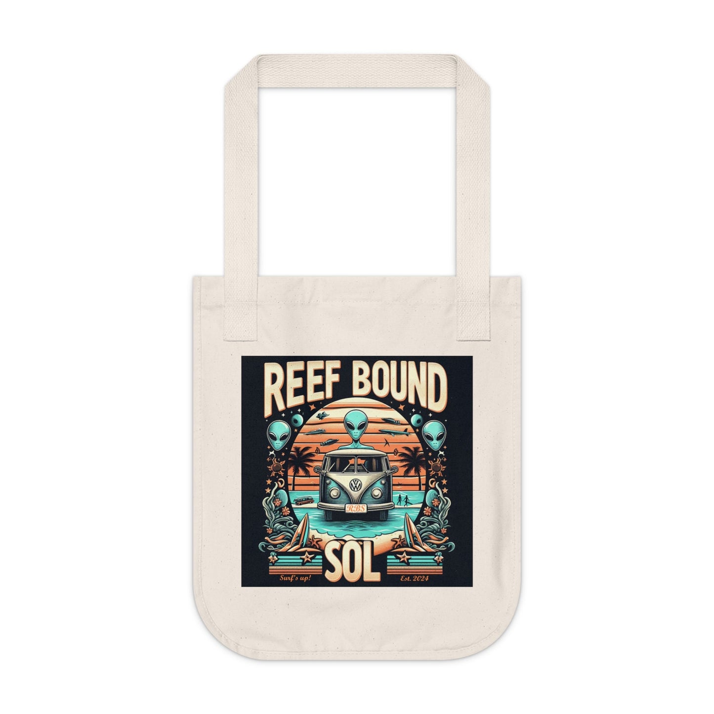 Reef Bound Sol (RBS) Retro Alien VW Bug Beach Tote Bag