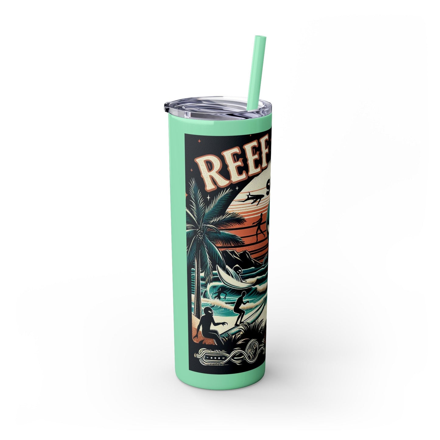Reef Bound Sol (RBS) VW Alien Surfer Skinny Tumbler with Straw, 20oz