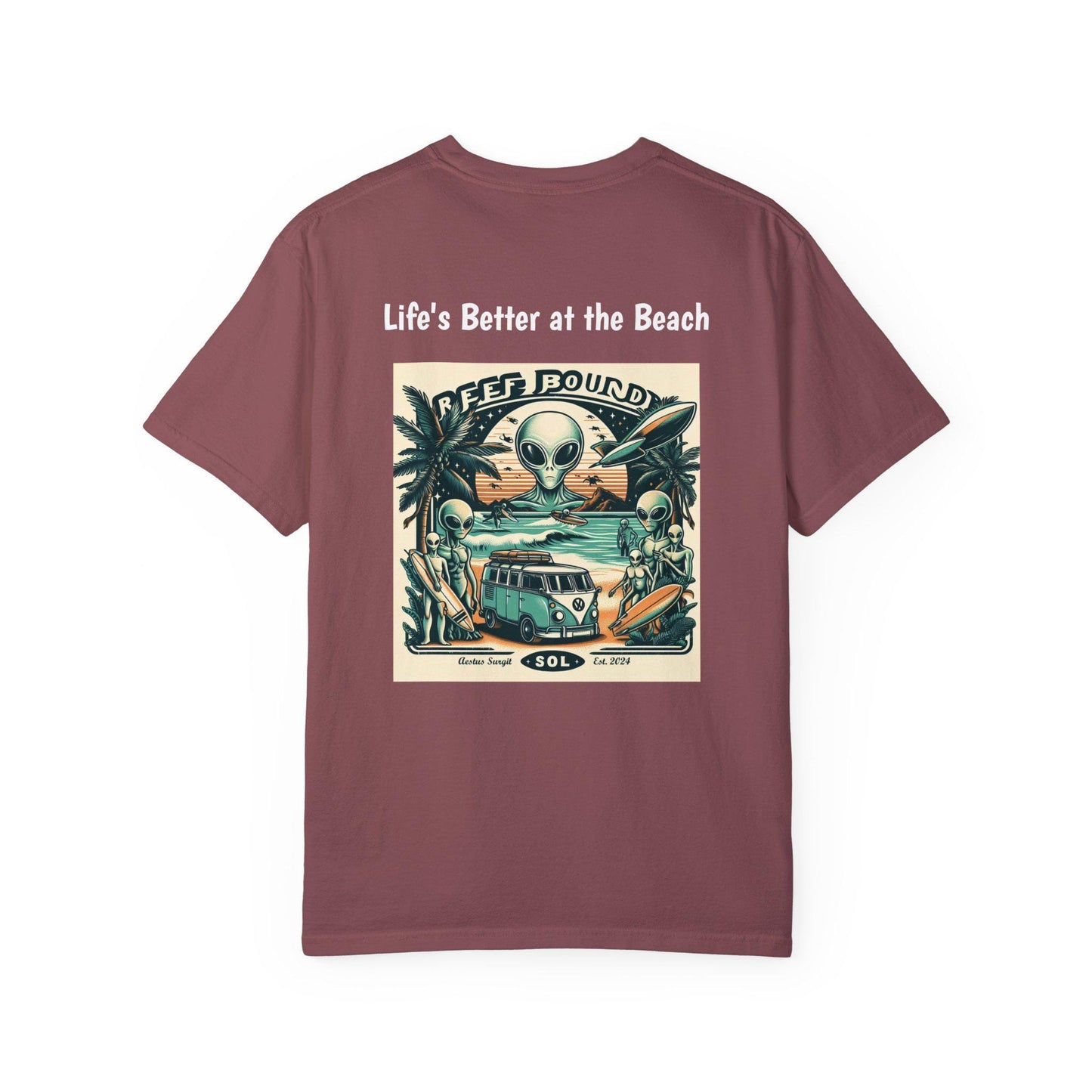 Reef Bound Sol (RBS) Wish You Were Here, Life's better at the beach Alien T-Shirt