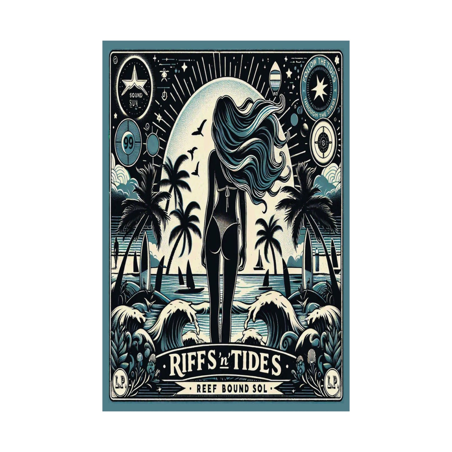 Matte Poster — "Riffs 'n' Tides" Surf Art Print