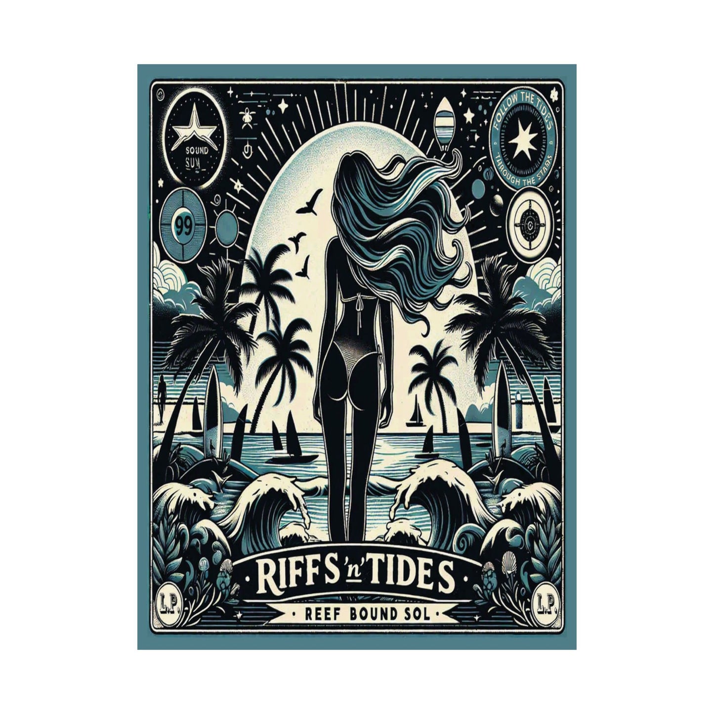 Matte Poster — "Riffs 'n' Tides" Surf Art Print