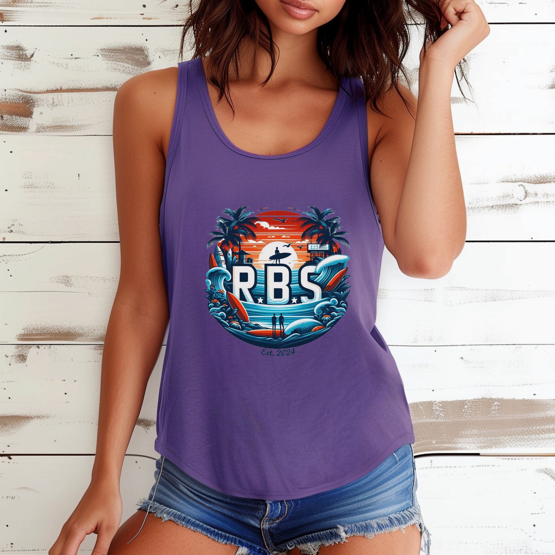 Reef Bound Sol (RBS) Fresh Look Collection Surfer's Sunset Women's Tri-blend Tank Top