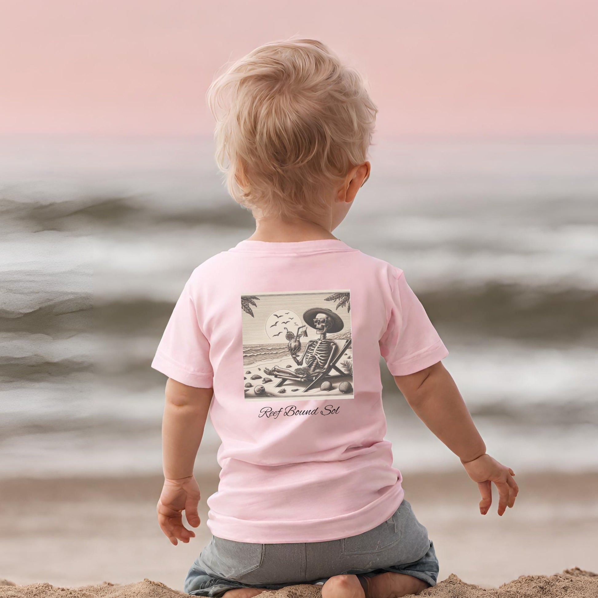 Reef Bound Sol (RBS) Stay Salty Funny Skeleton Kids Shirt