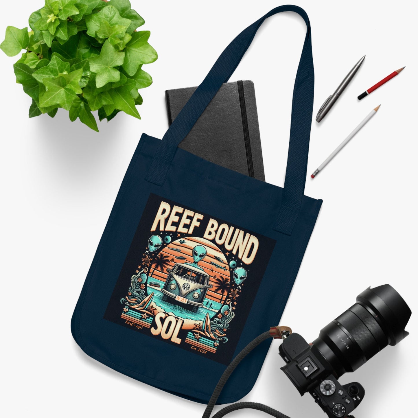 Reef Bound Sol (RBS) Retro Alien VW Bug Beach Tote Bag