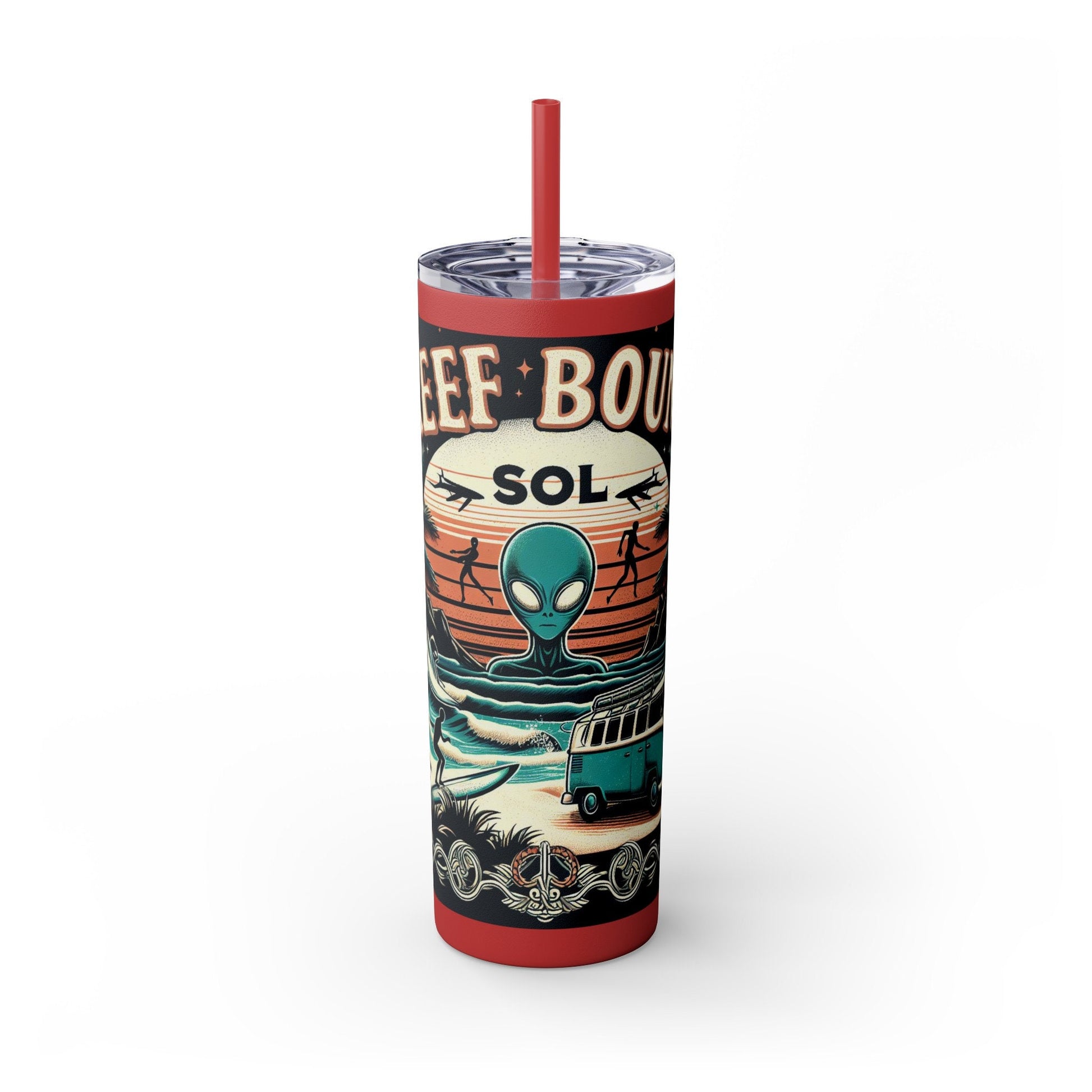 Reef Bound Sol (RBS) VW Alien Surfer Skinny Tumbler with Straw, 20oz