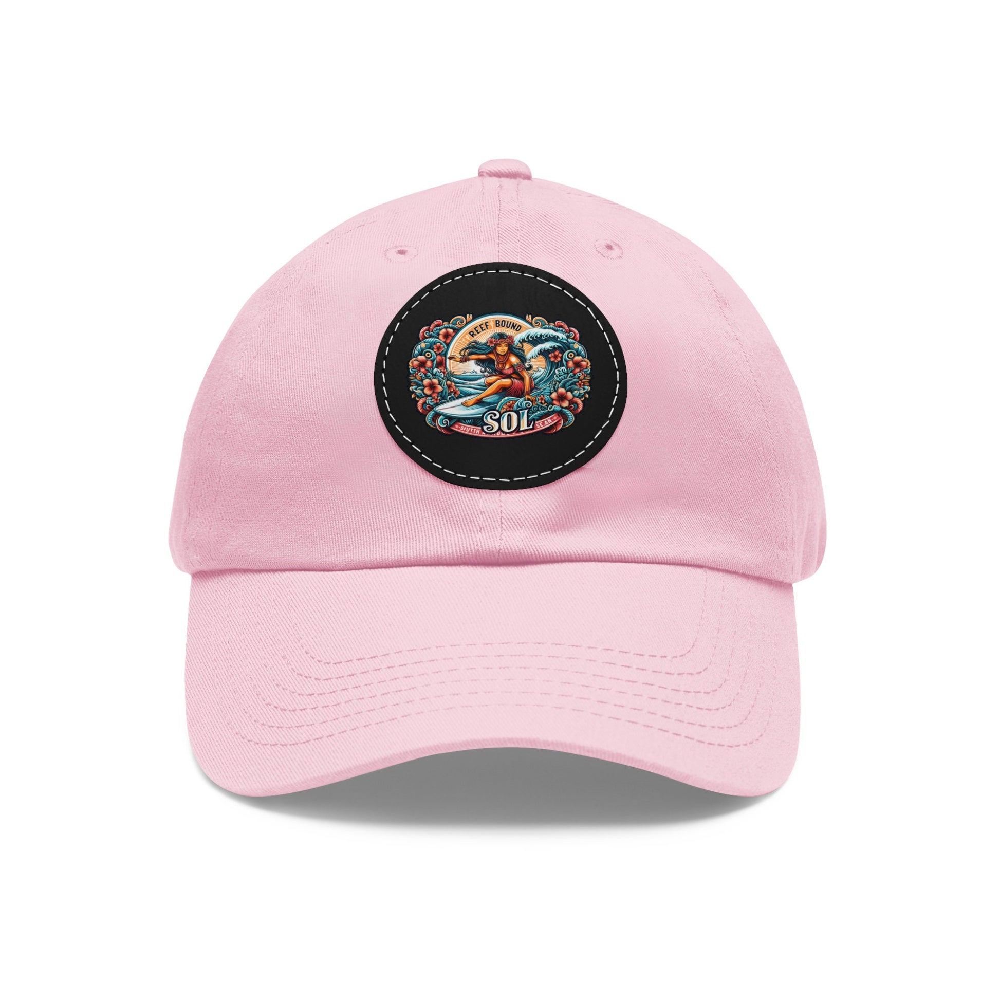 Reef Bound Sol (RBS) Leilani Hawaiian Surfer Leather Patch baseball Cap