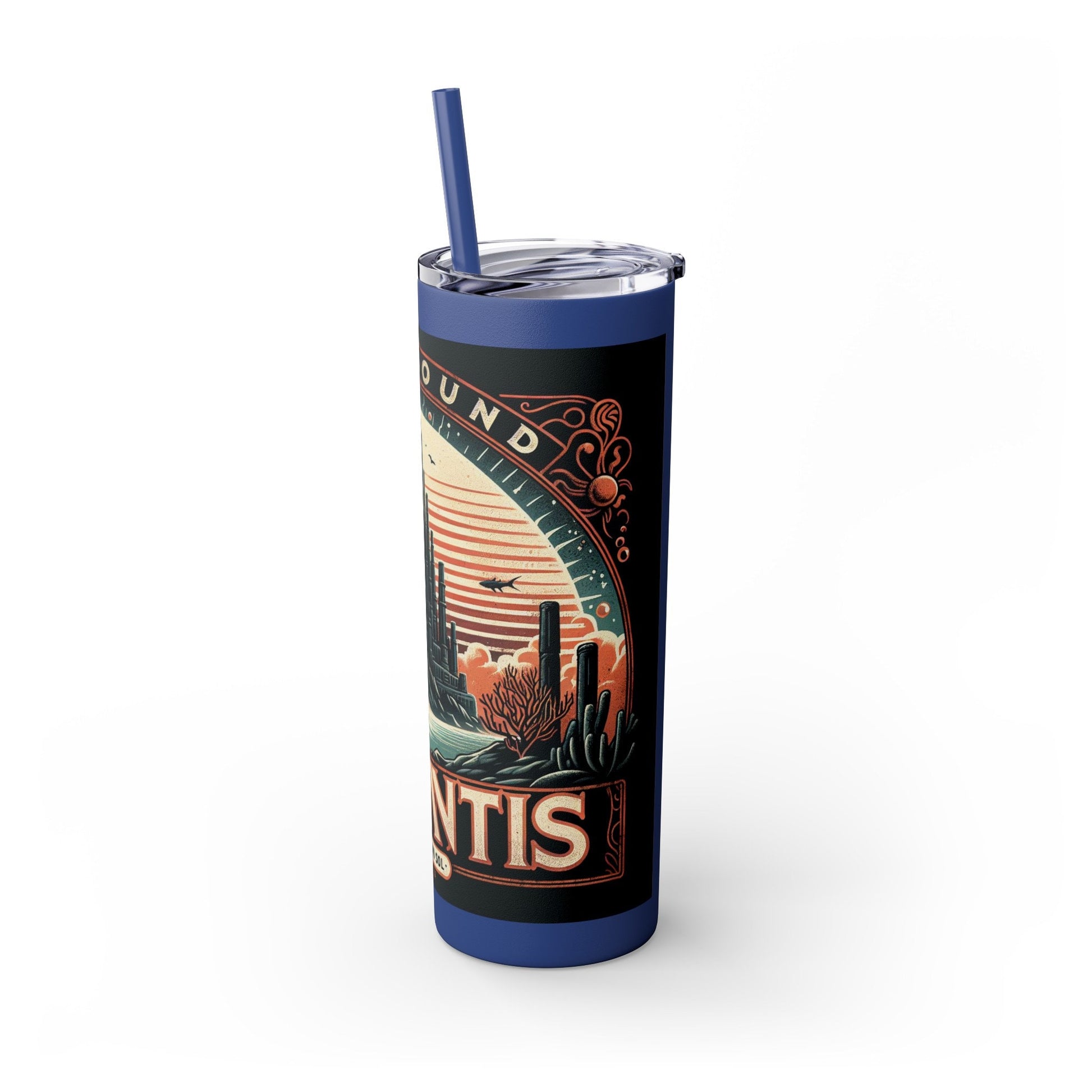 Reef Bound Sol Skinny Atlantis Beach Tumbler with Straw, 20oz