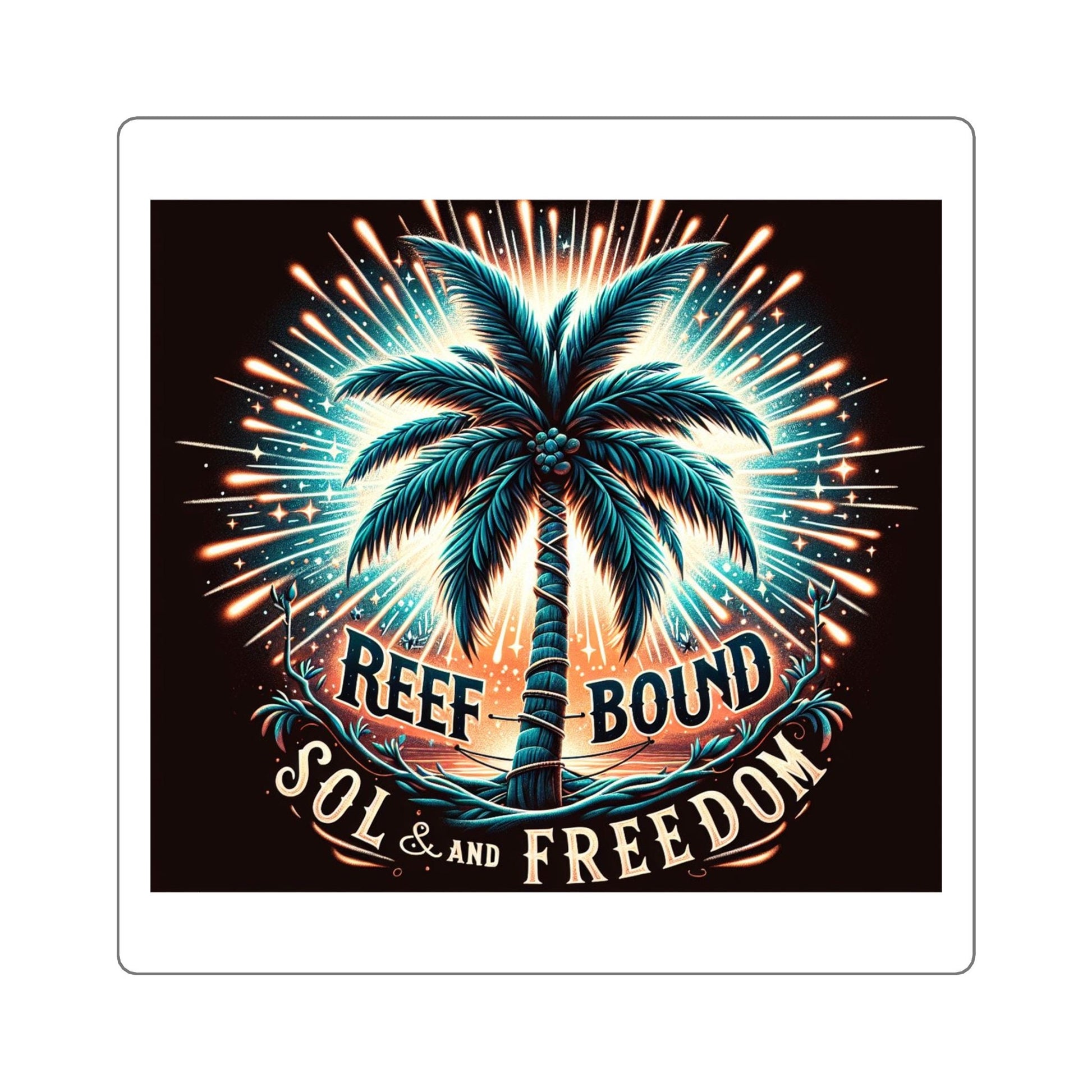 Reef Bound Sol (RBS) Patriotic 4th of July Palm Burst Freedom Decal