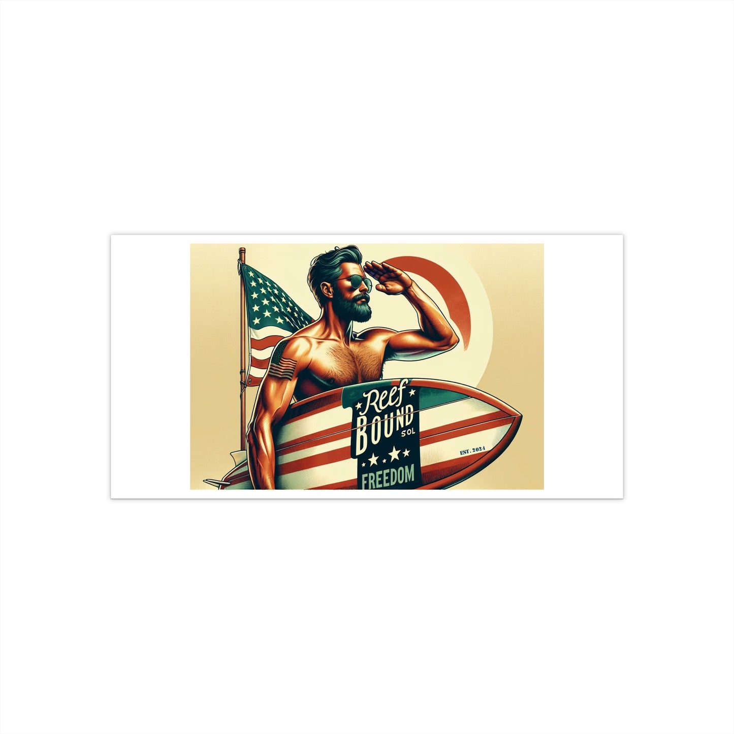 Reef Bound Sol (RBS) We The People Surfer Salute Patriotic Vinyl Decal