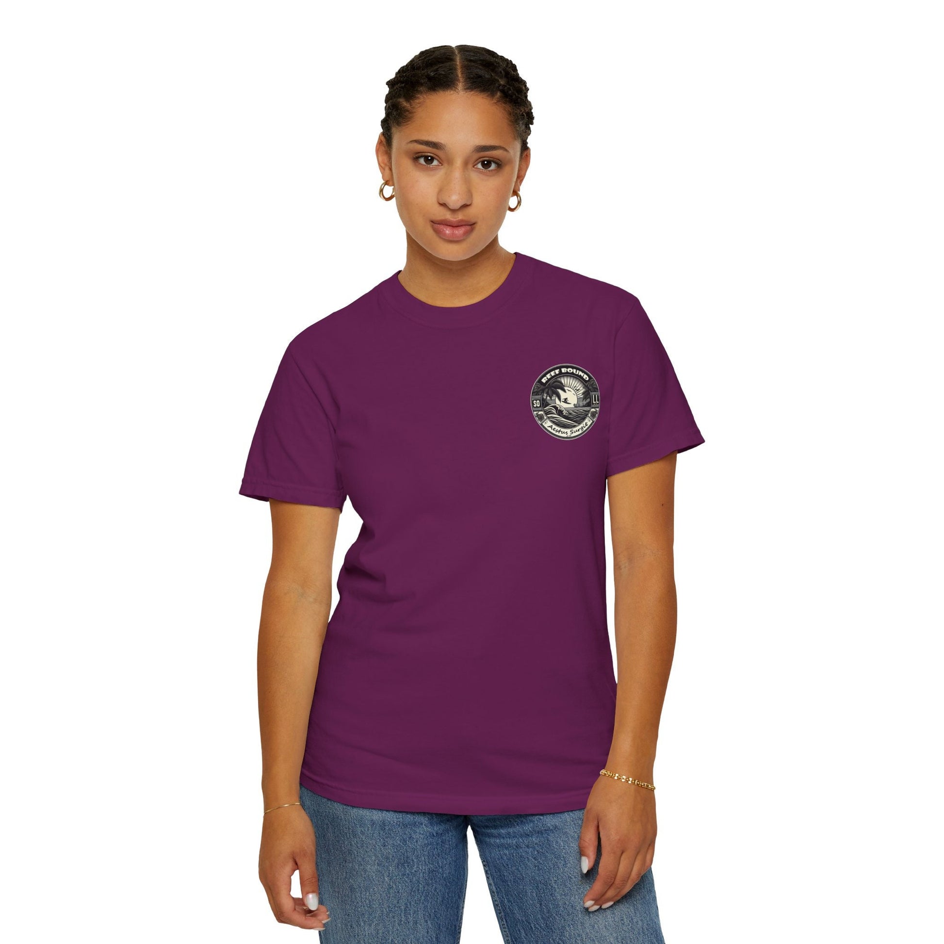 Reef Bound Sol (RBS) Patriotic 225th Lady Liberty Surfer Flag T-Shirt