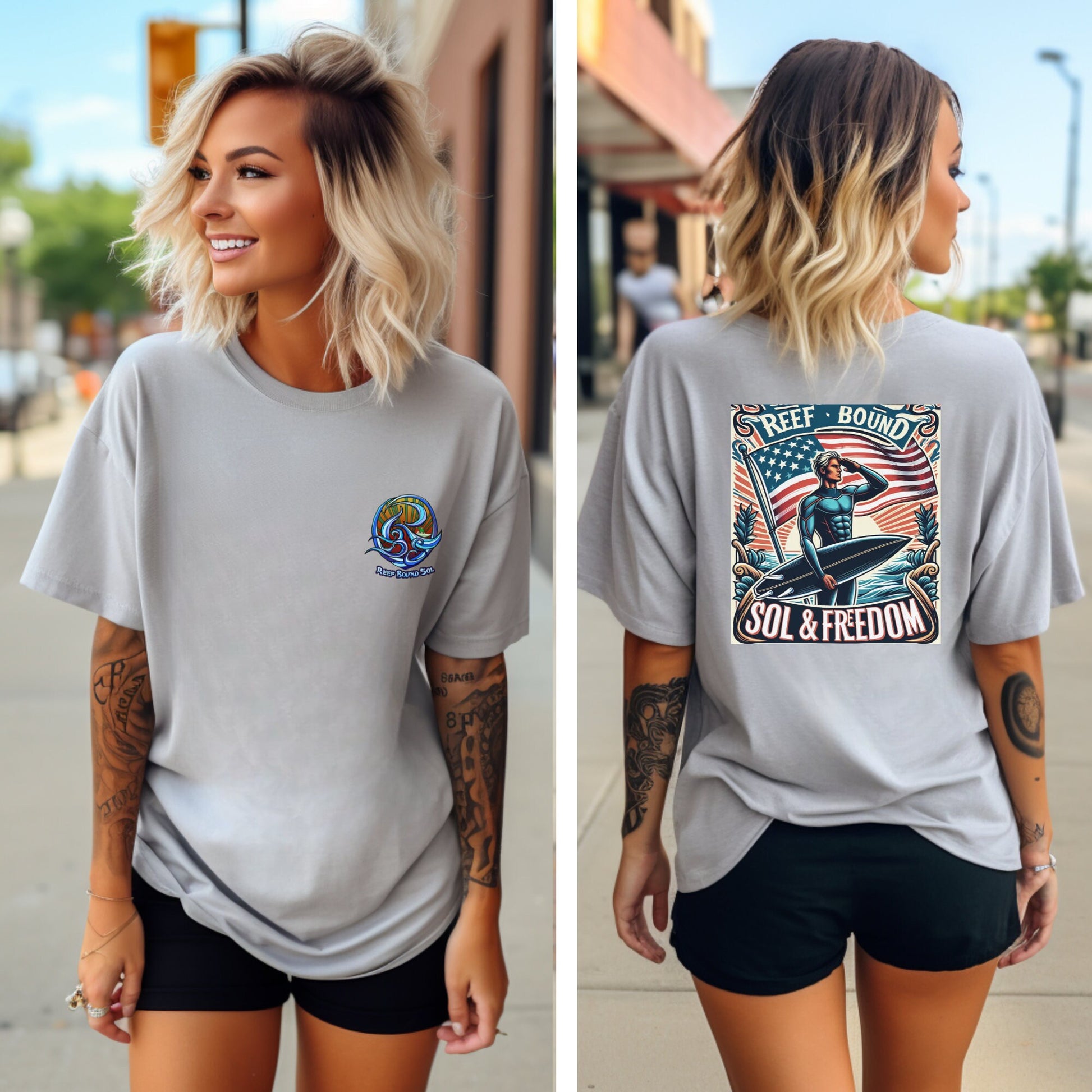 Reef Bound Sol (RBS) Patriotic Surfer Freedom T-Shirt