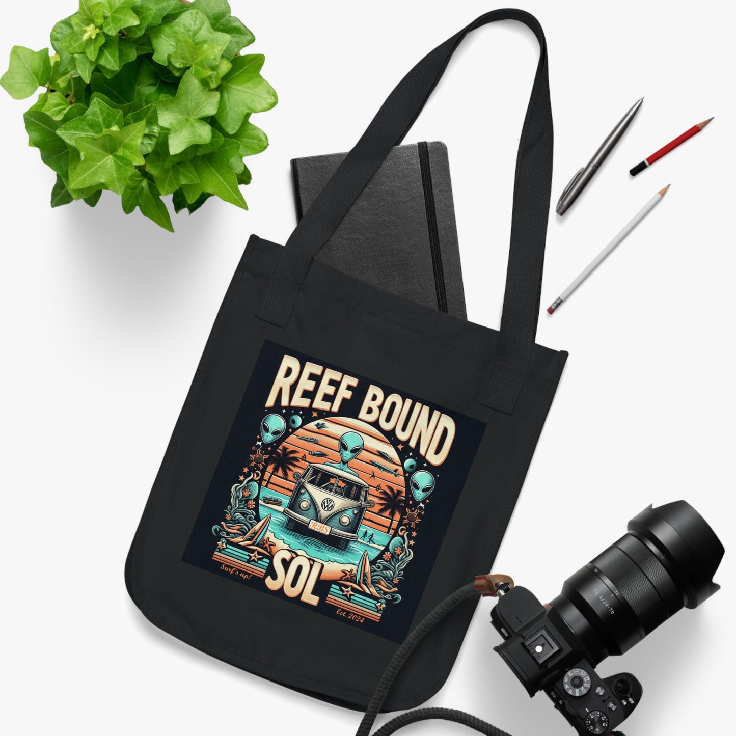 Reef Bound Sol (RBS) Retro Alien VW Bug Beach Tote Bag