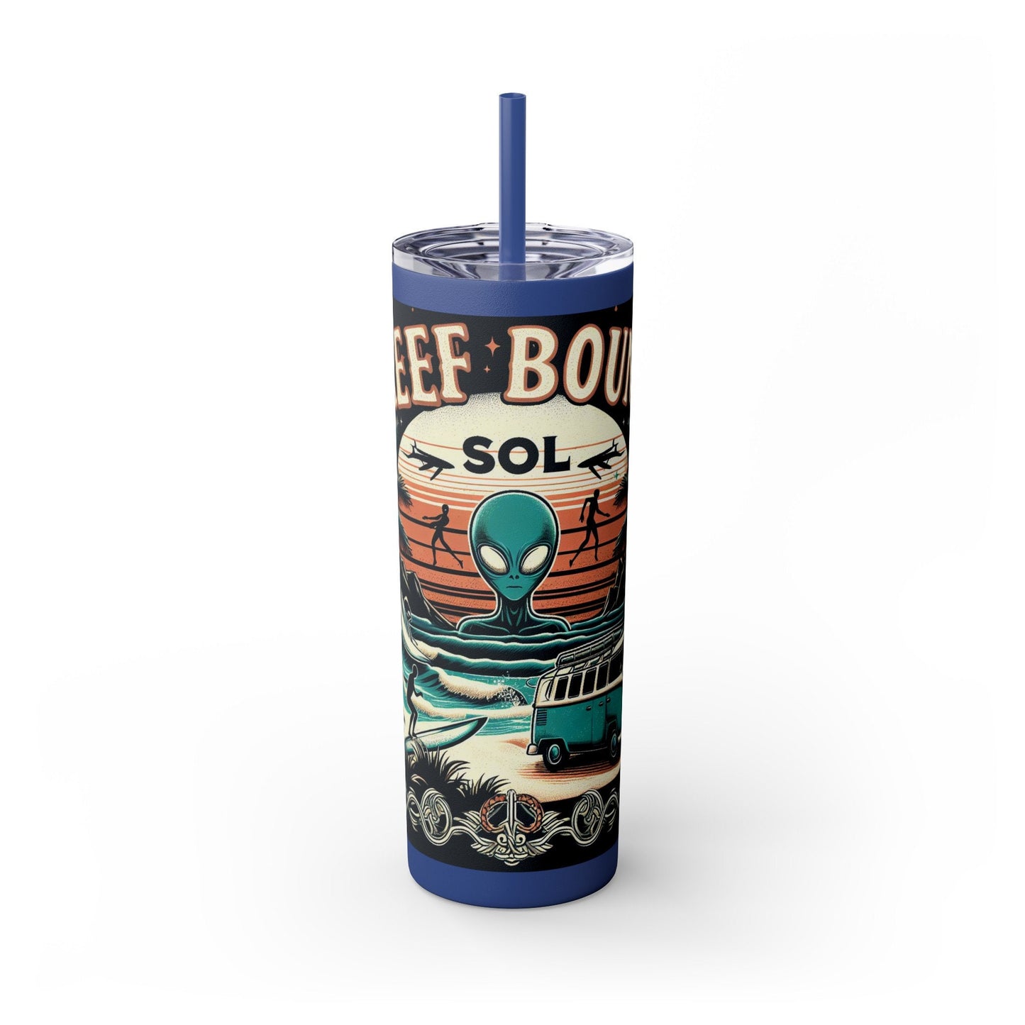 Reef Bound Sol (RBS) VW Alien Surfer Skinny Tumbler with Straw, 20oz