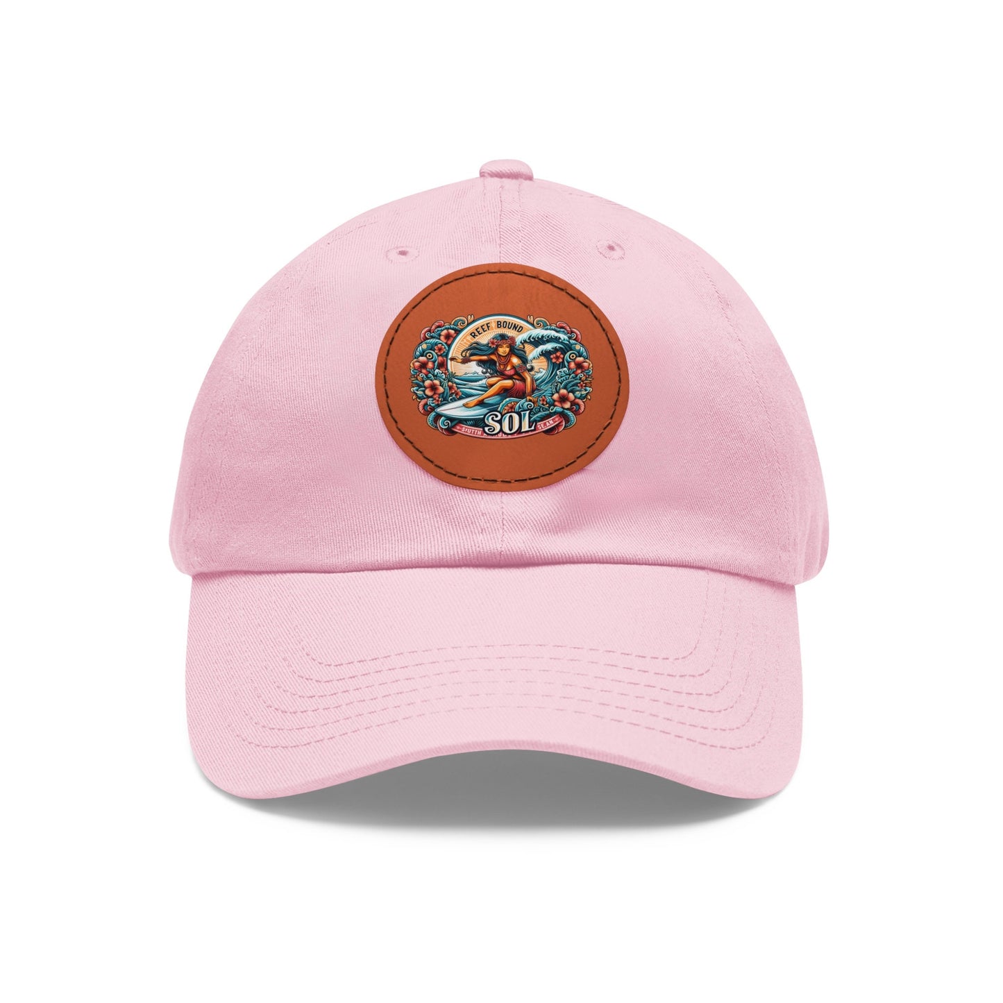 Reef Bound Sol (RBS) Leilani Hawaiian Surfer Leather Patch baseball Cap