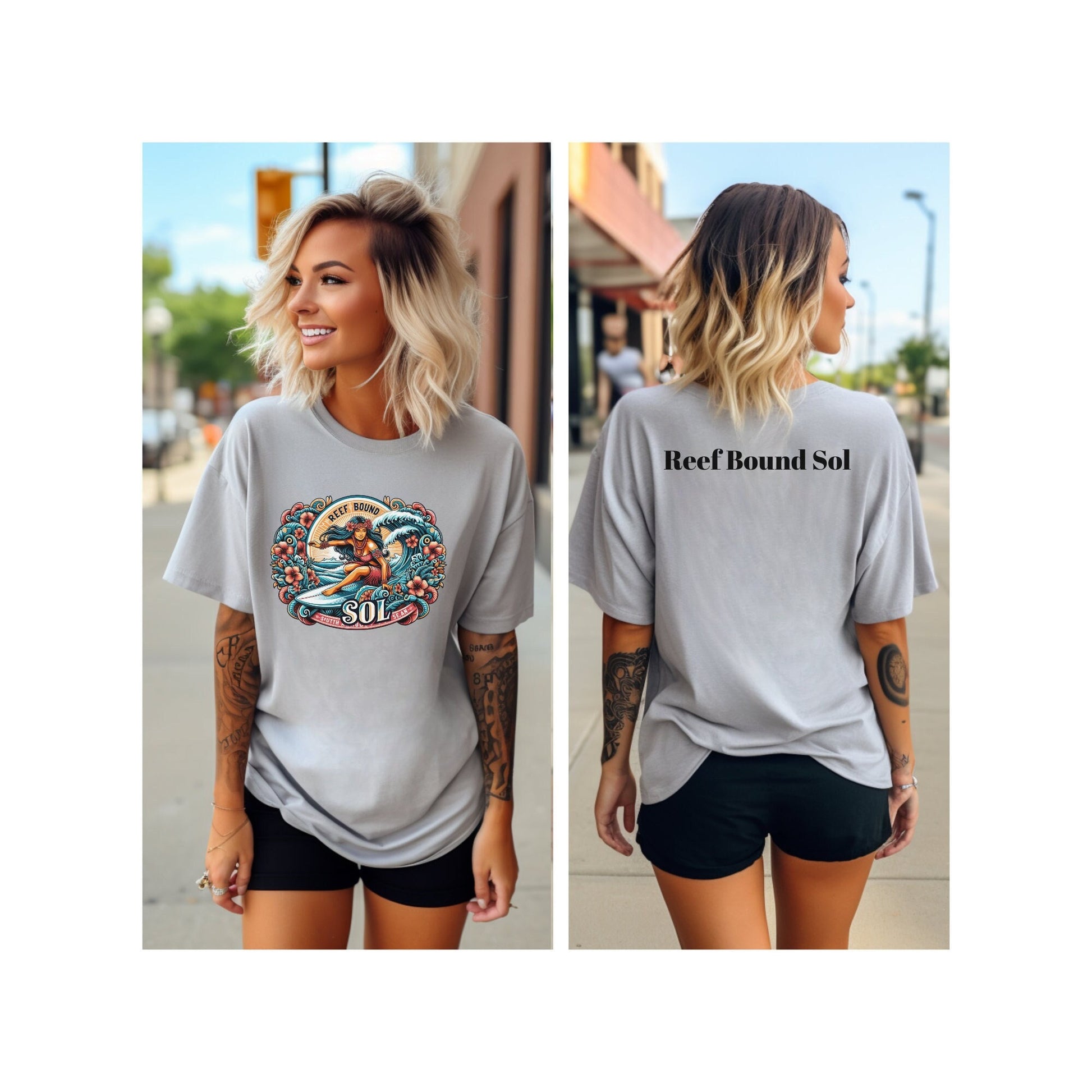 Reef Bound Sol (RBS) Leilani Hawaiian Surfer Beach T-Shirt