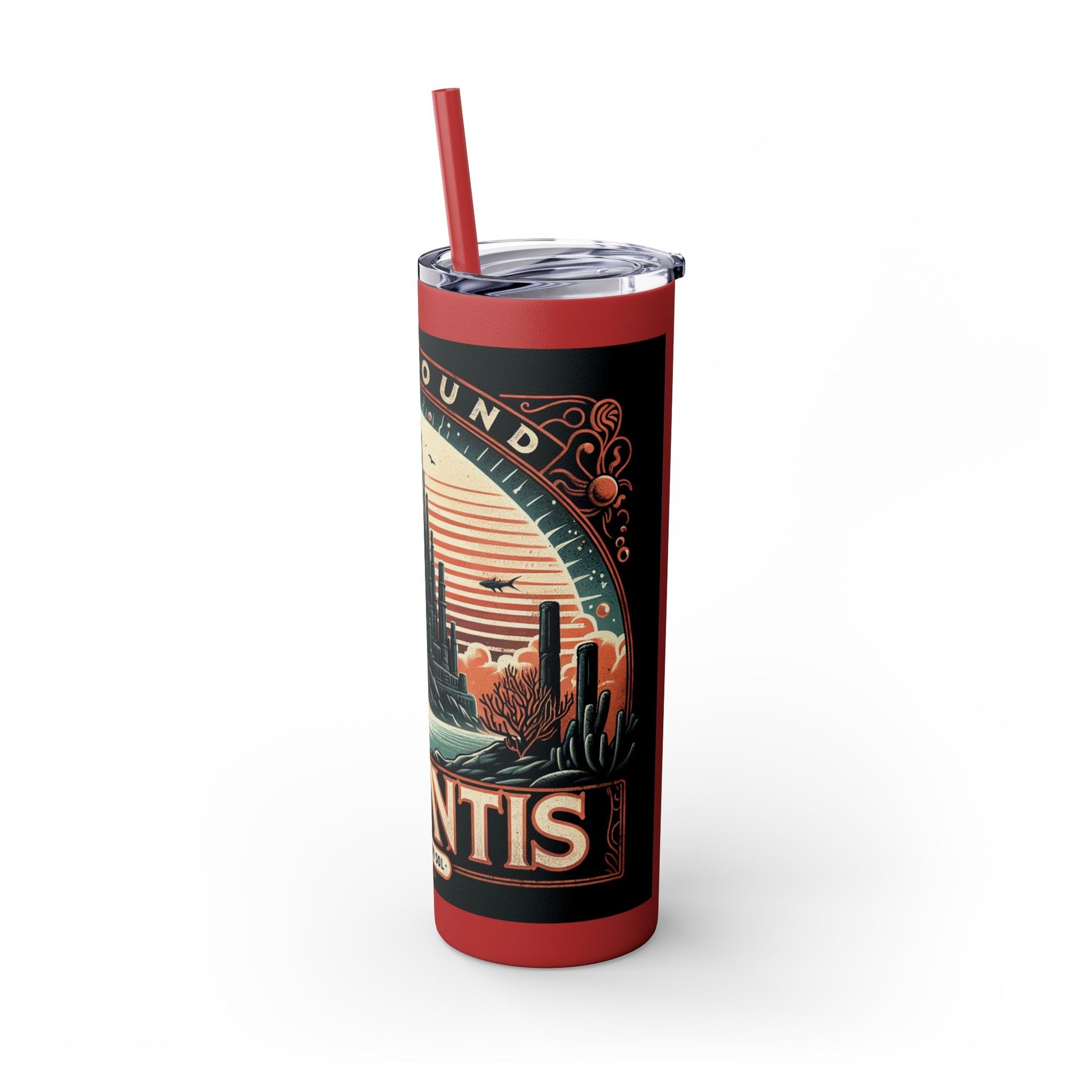 Reef Bound Sol Skinny Atlantis Beach Tumbler with Straw, 20oz