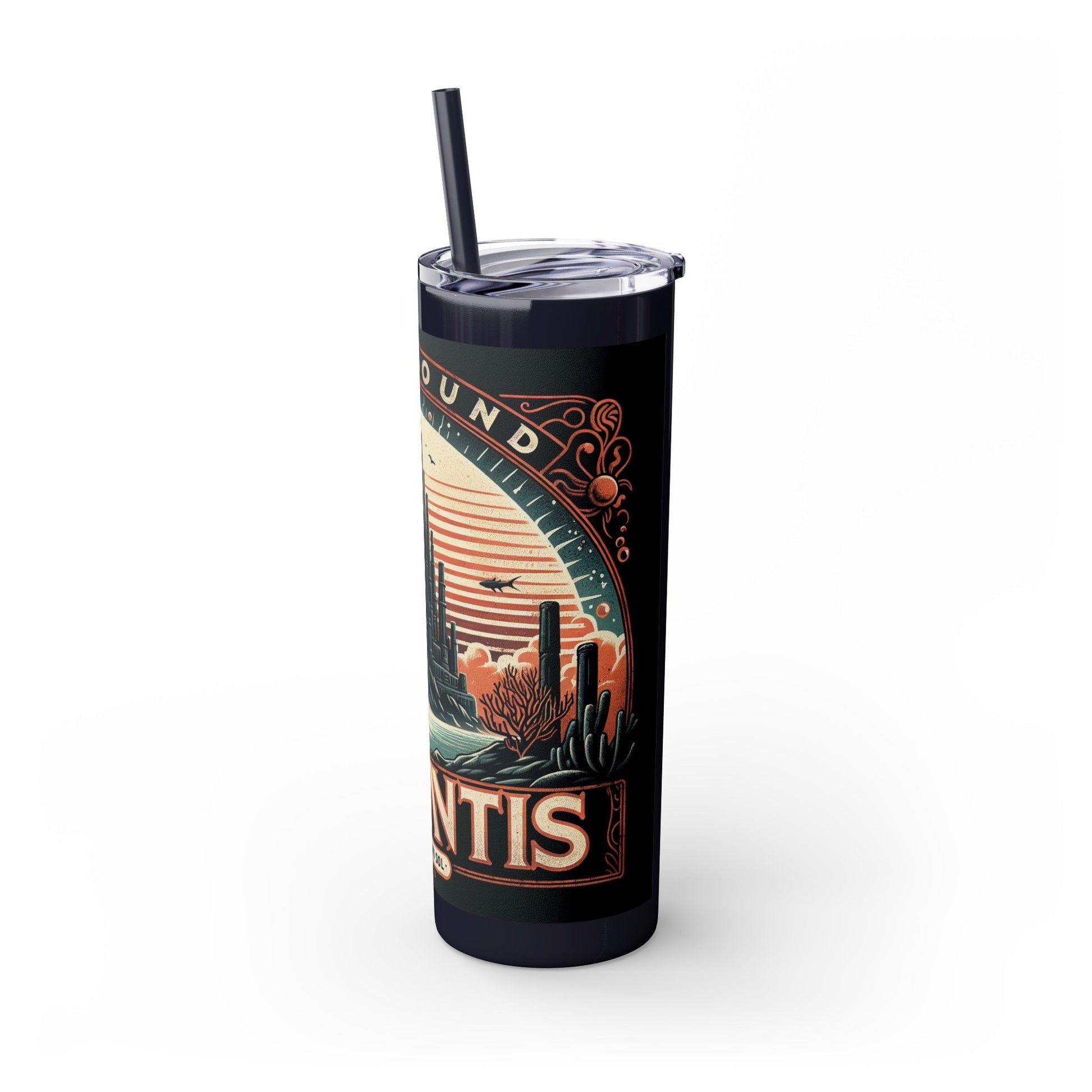 Reef Bound Sol Skinny Atlantis Beach Tumbler with Straw, 20oz