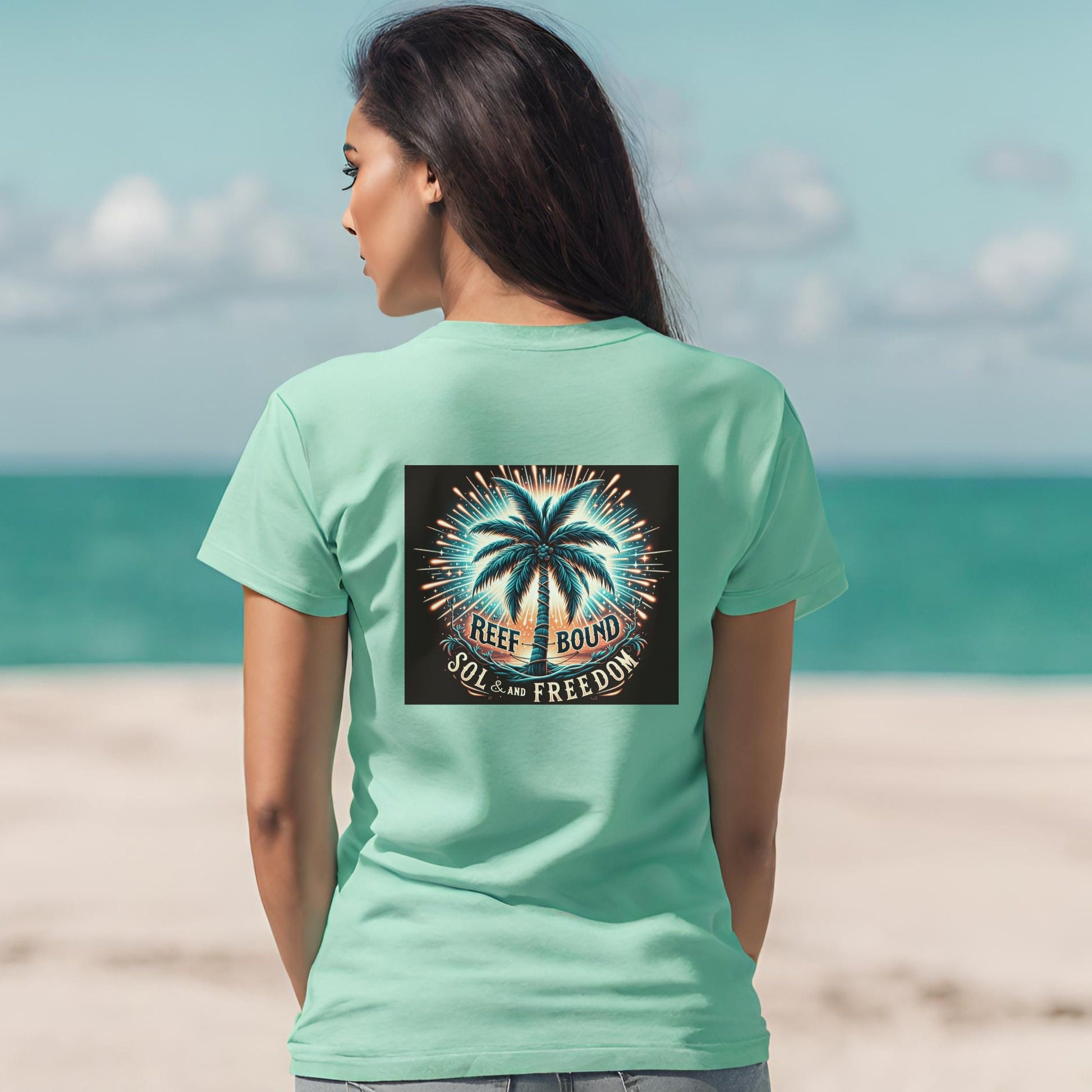 Reef Bound Sol (RBS) Patriotic 4th of July Palm Burst T-Shirt