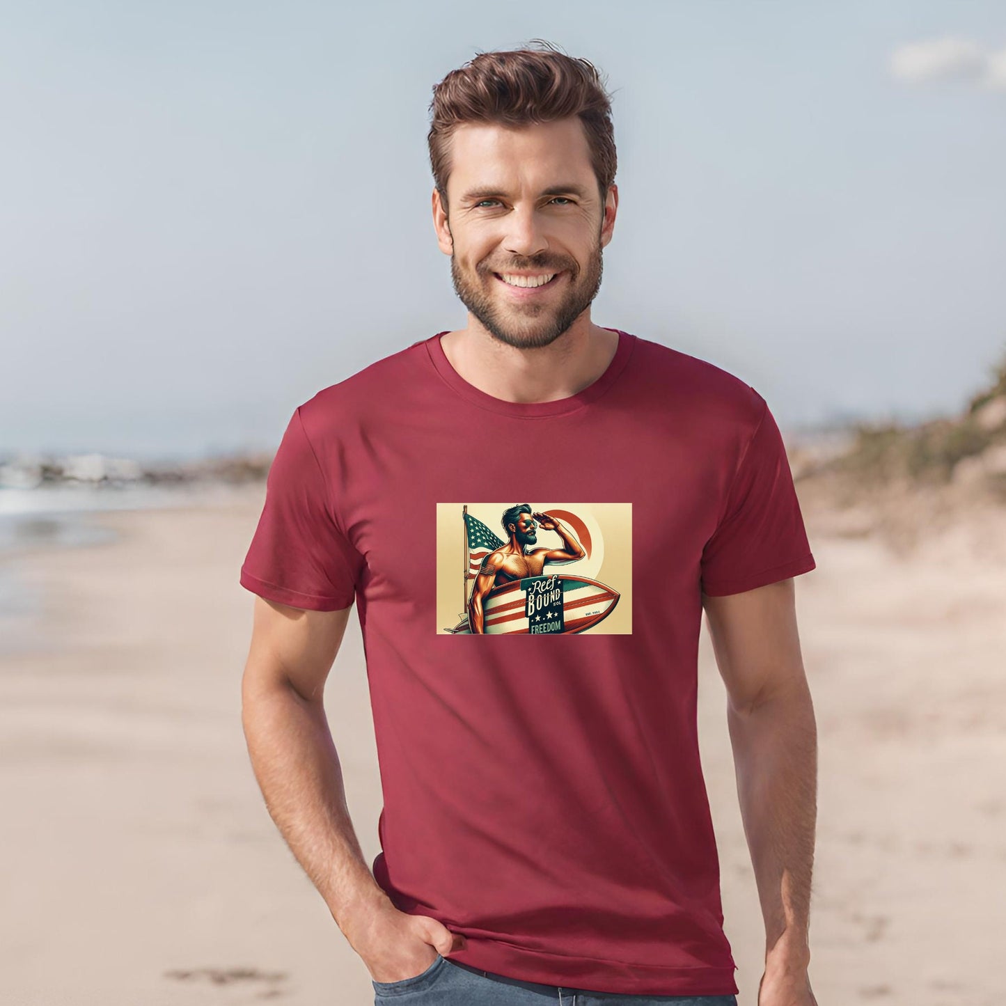 Reef Bound Sol (RBS) - We The People Surfer Salute Patriotic T-Shirt