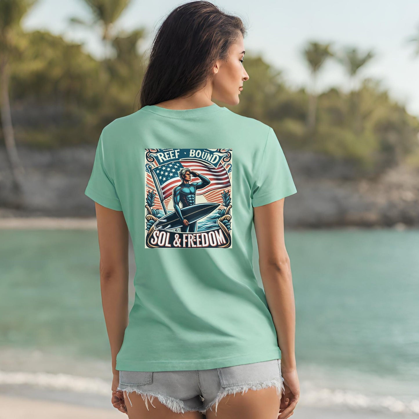 Reef Bound Sol (RBS) Patriotic Surfer Freedom T-Shirt