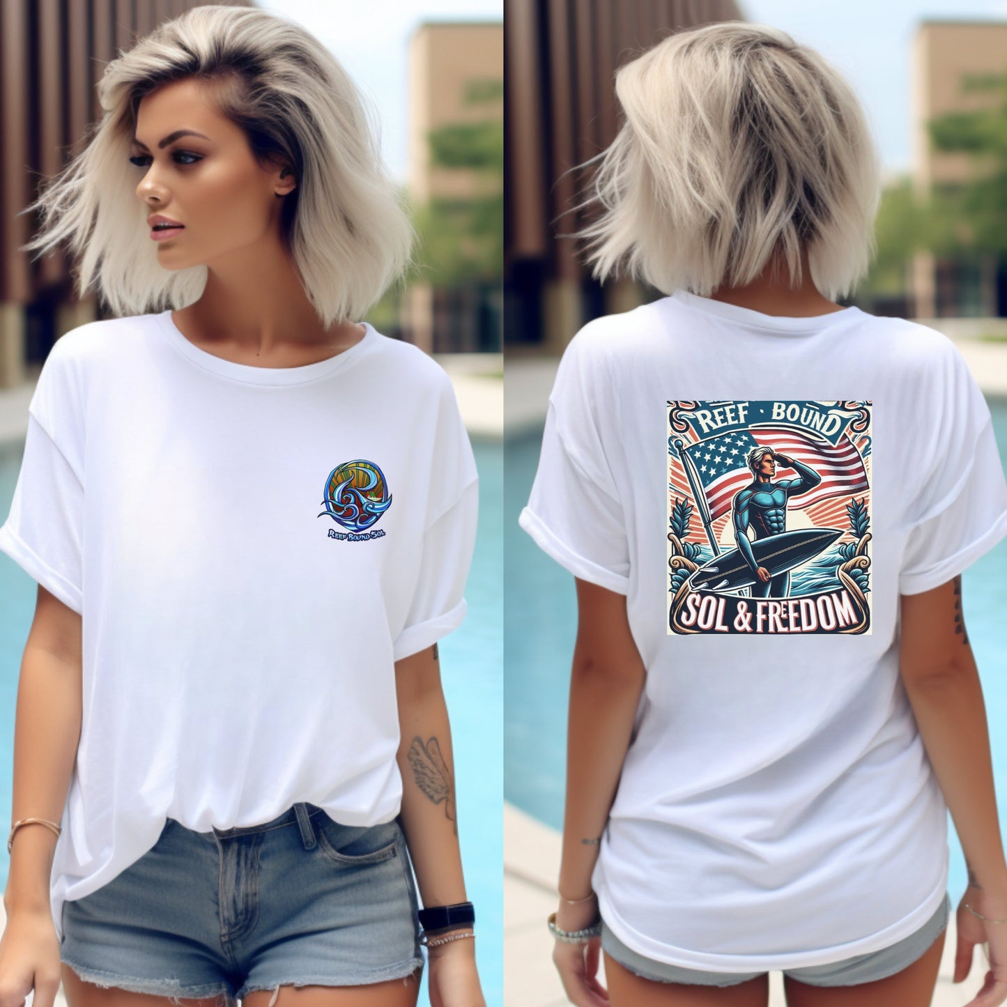 Reef Bound Sol (RBS) Patriotic Surfer Freedom T-Shirt