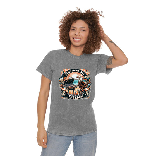 Reef Bound Sol (RBS) Soar High, Live Free Unisex Mineral Wash T-Shirt