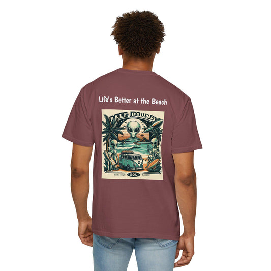 Reef Bound Sol (RBS) Wish You Were Here, Life's better at the beach Alien T-Shirt