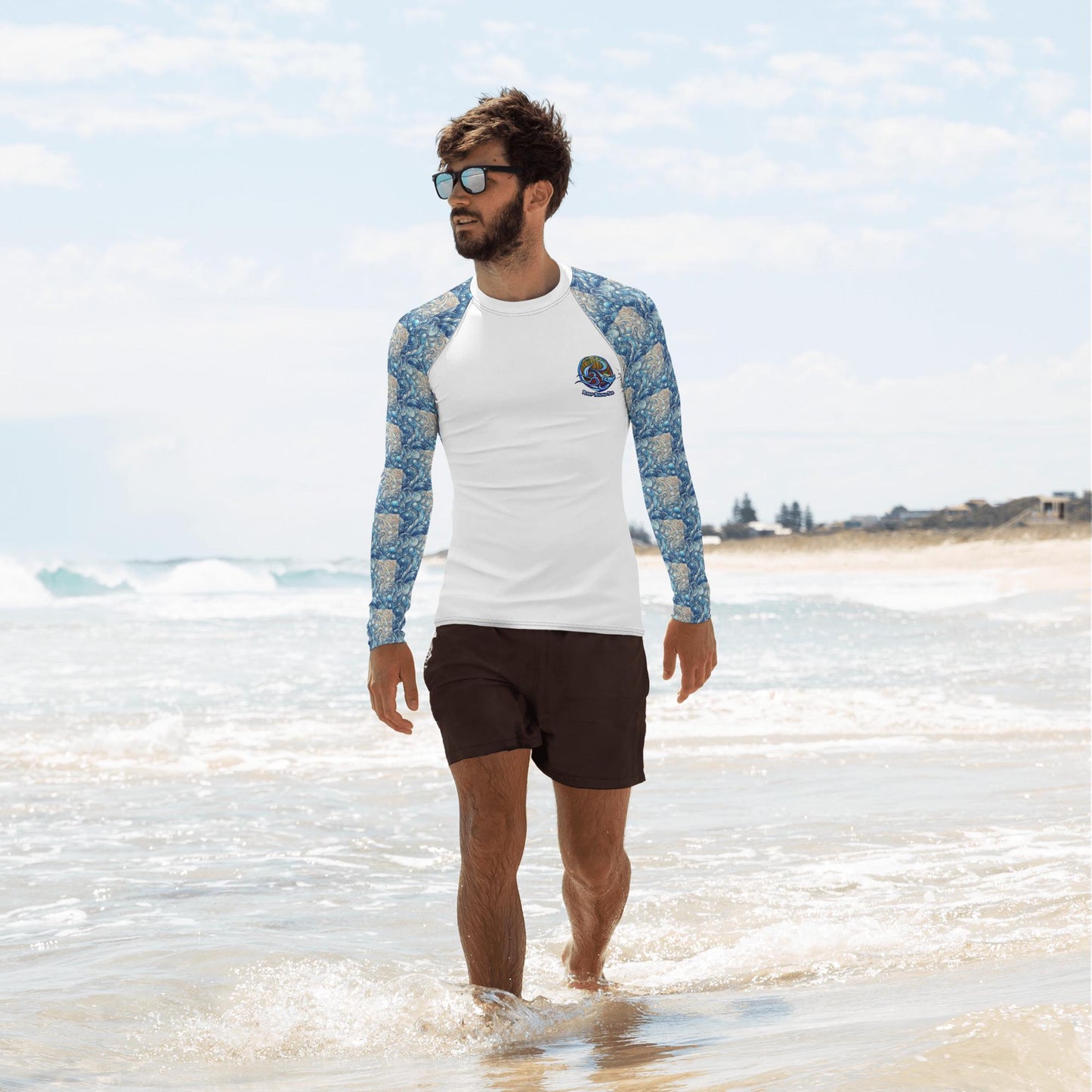 Reef Bound Sol (RBS) Men&#39;s Rash Guard - Blue Paisely