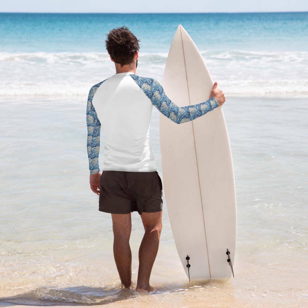 Reef Bound Sol (RBS) Men's Ocean / Beach Rash Guard - Blue Paisley