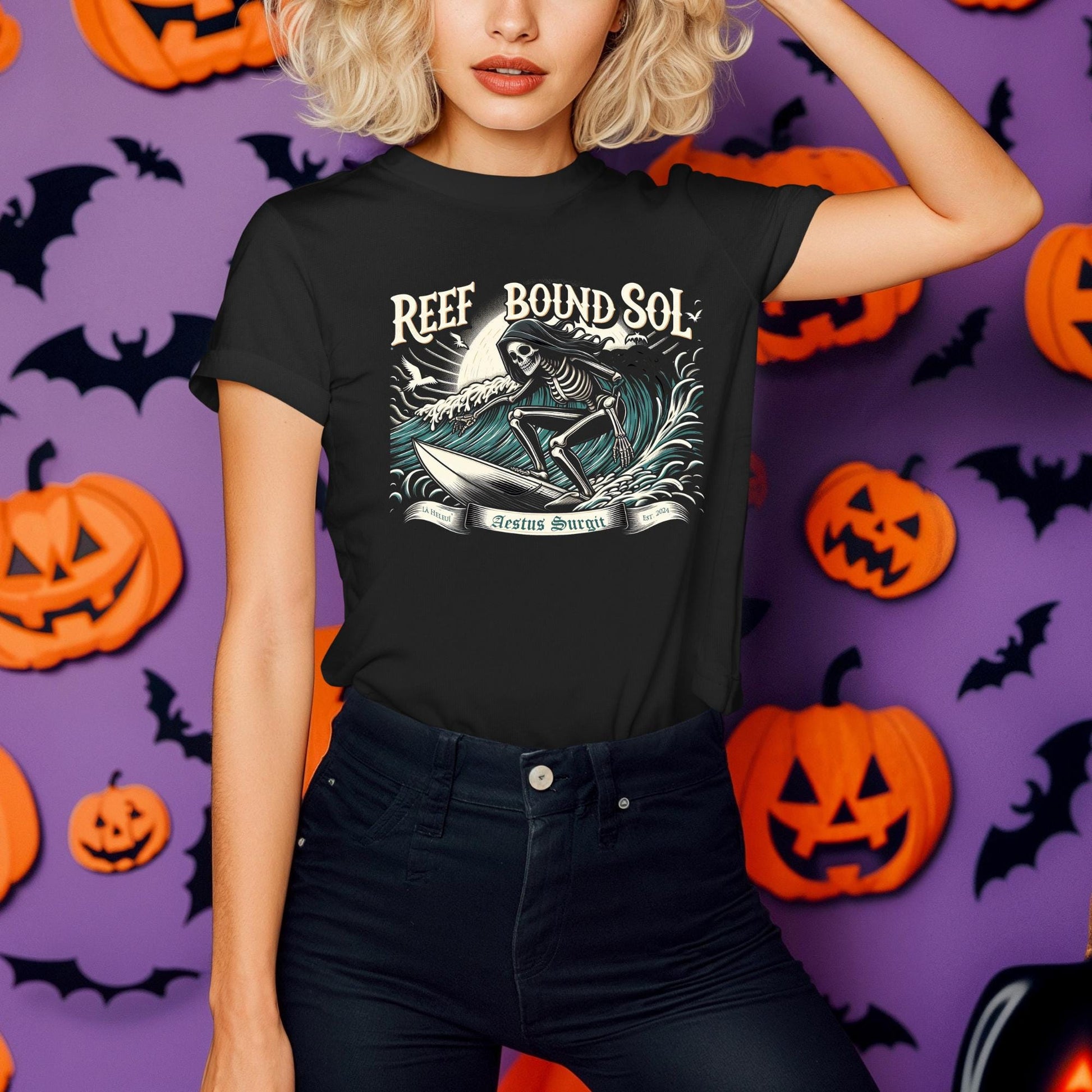 Reef Bound Sol (RBS) Death Becomes Her Halloween Surfer Tri-blend T-Shirt